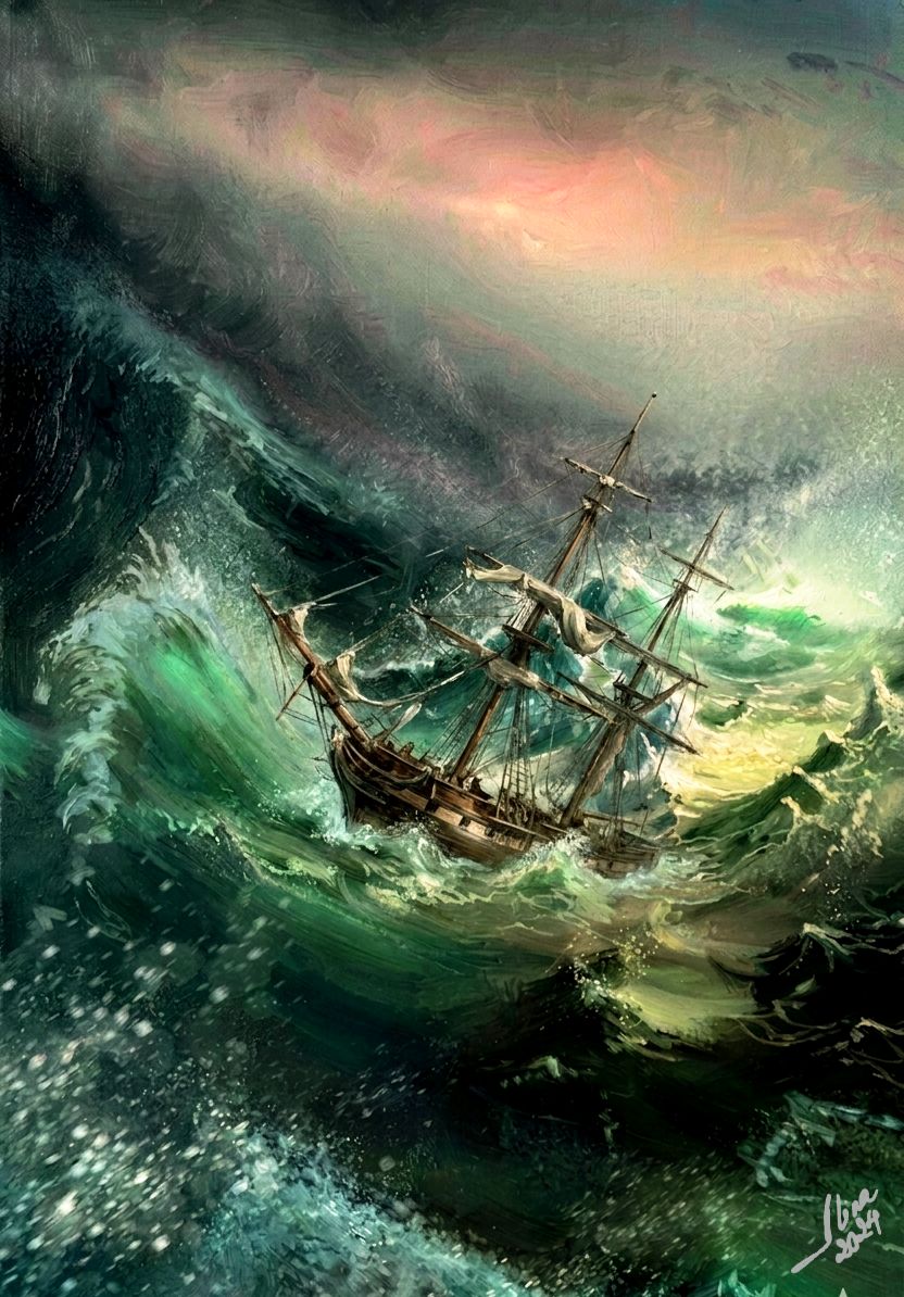 ArteDiAlina.com painting: Fighting with the waves